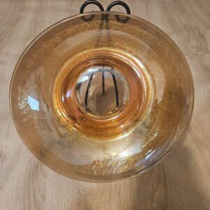 Vintage Jeanette Marigold Crackle Carnival Glass Bowl 9.5"